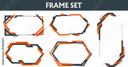 Futuristic Orange Octagon Frame Set
