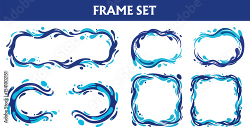 Dynamic Blue Water Wave Frame Set