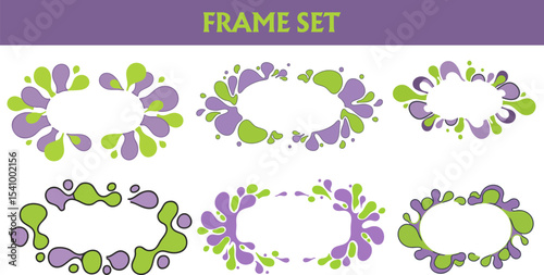 Elegant Purple Floral Frame Set