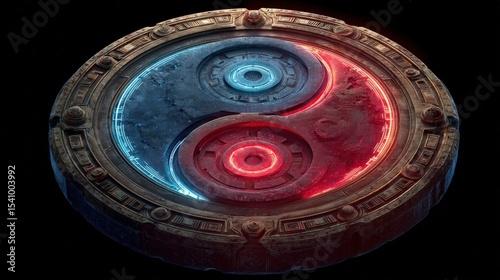 Glowing Yin Yang Metal Emblem