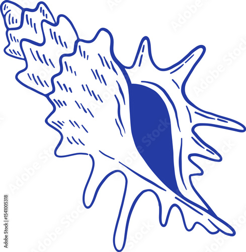 Hand drawn seashell vector illustration. Minimalist doodle sealife, line art style.