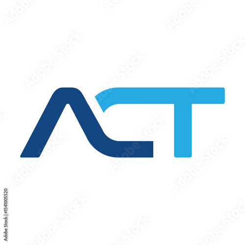 The image shows a flat monogram logo design of an initial letter ACT in blue color that looks clean and modern on a white background