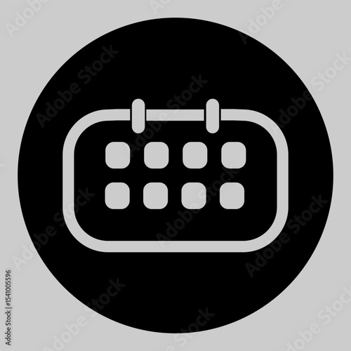 Black rounded calendar icon for task scheduling and reminders.