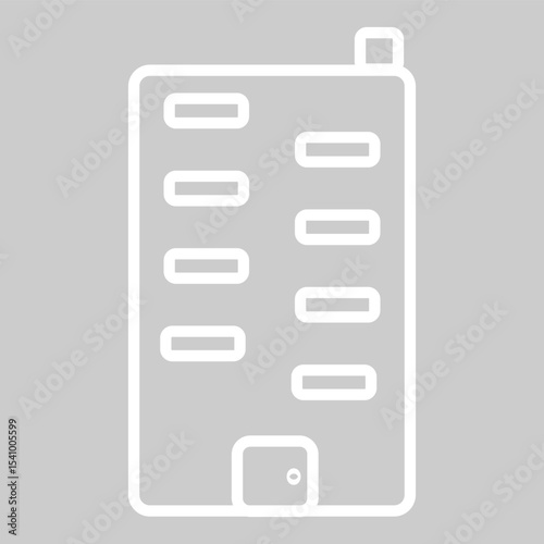 Light-colored tall building icon representing business office.