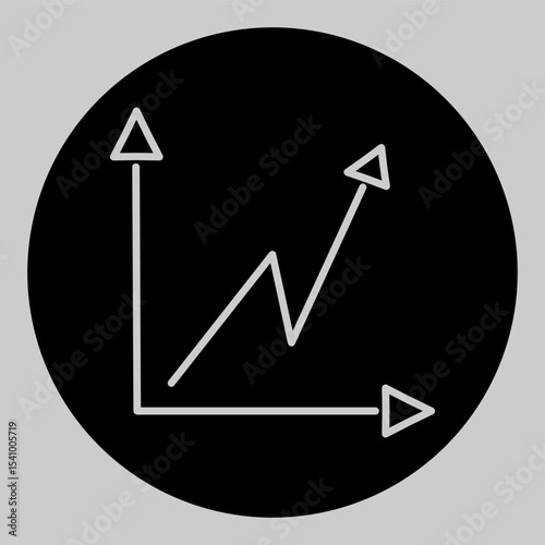 Bold upward trend graph icon in circular format.