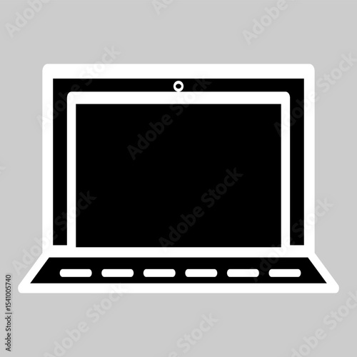 Minimal flat laptop icon used for workplace or business theme.