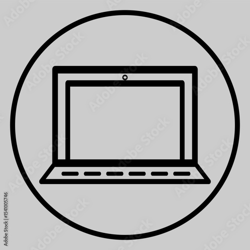 Outline laptop icon for use in tech and office illustrations.