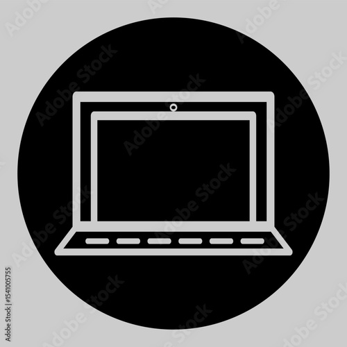 Dark laptop icon representing computer, work, or digital tasks.