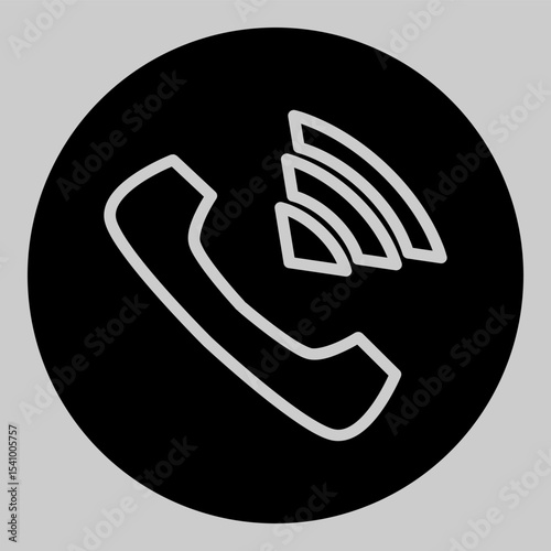 Dark solid phone icon with wireless signal for business communication.