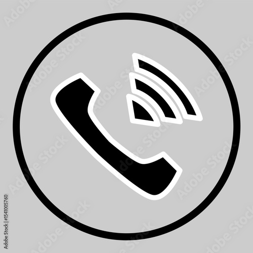 Solid phone icon with wireless signal for call or customer service.