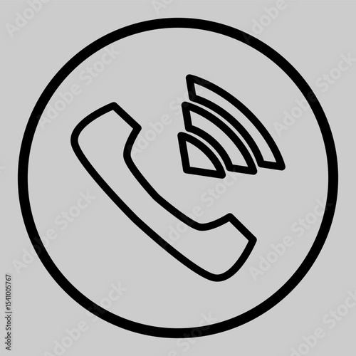 Minimal smartphone call icon with signal wave.