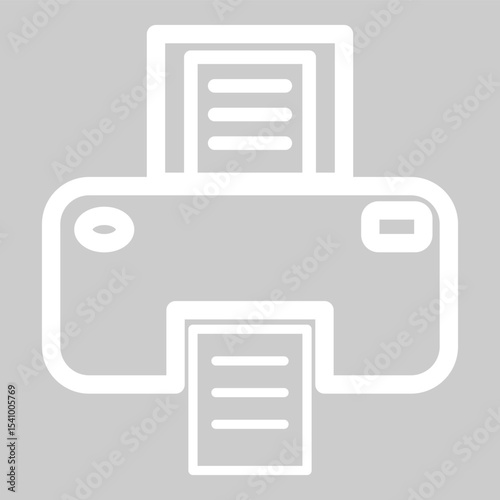 Minimal outline of paper printer for documents and office use.