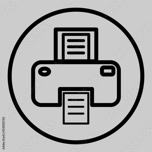 Modern printer icon with document coming out.