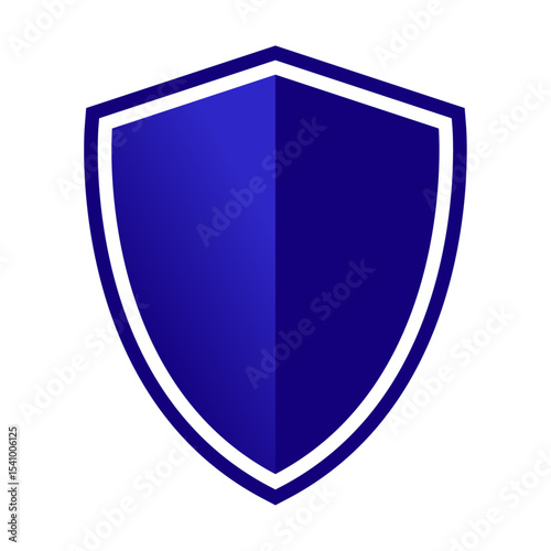 Sheild, emblem logo. Glossy blue shield icon symbolizing secure protection, a metal emblem for antivirus safety. 