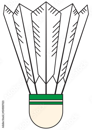 Shuttlecock or birdie Icon Flat design, Badminton Equipment vector Illustration, minimal graphic design element for sport concept.
