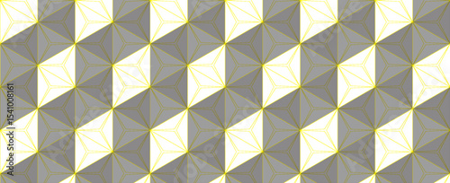 Dark hexagon abstract technology background with bright yellow flashes below the hexagon. Vector hexagon abstract technology background.