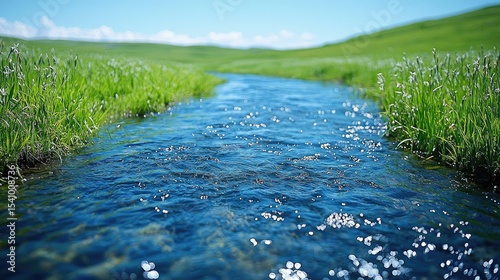 Serene Stream: A Tranquil Landscape of Nature's Beauty