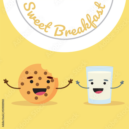 Cookie and milk buddies. Vector