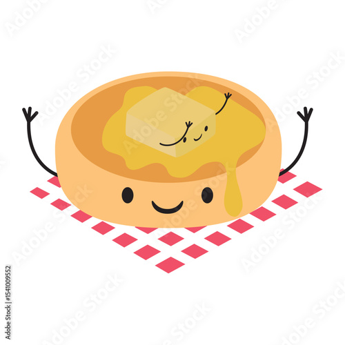 Cute muffin with butter. Vector