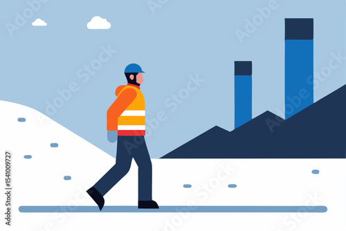 Dynamic vector illustration of people skiing in the city, with a businesswoman on a ski lift aiming for success, blending sport and business concepts