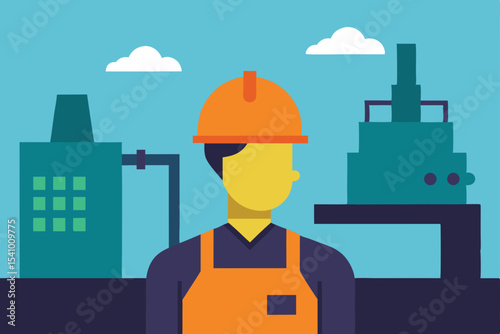Construction worker in hardhat with blueprint