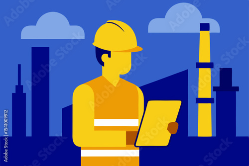 Industrial Worker Reviewing Plans Safety, Efficiency, and Modern Manufacturing