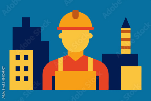 Construction Worker Cityscape, Industry, and Building Projects