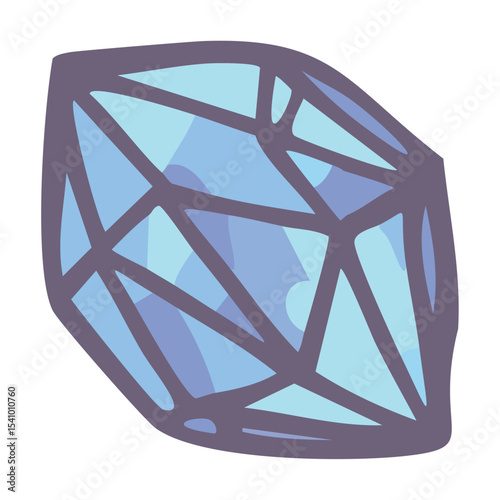 Faceted blue crystal gem. Vector