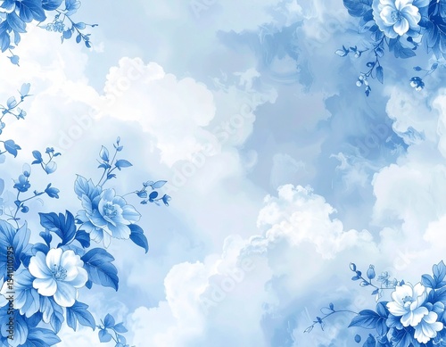 Dreamy Hand-Painted Porcelain-Inspired Background with Soft Blended Floral Patterns – Elegant Vintage Style for Decorative Design