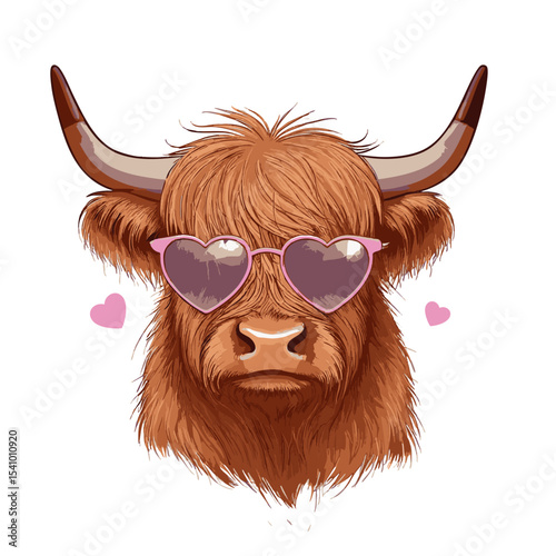 Highland Cow Art Pink Sunglasses