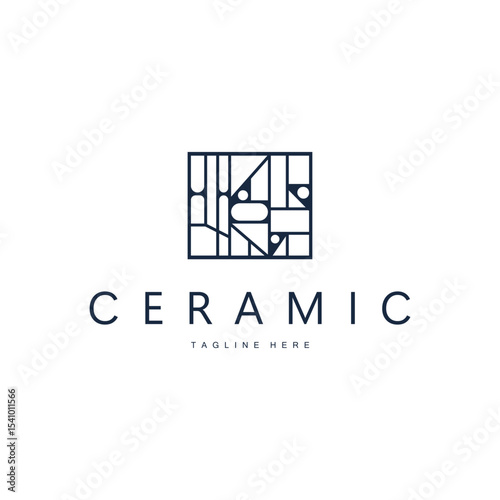 ceramic logo design illustration template symbol home floor decoration with a simple concept of modern home floors as a poster illustration template or decorative ornaments and product brand symbols