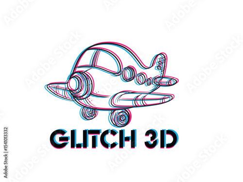 plane glitch 3D object for kids education