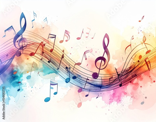 Musical notes drawn like elegant calligraphy strokes in mid-air, as if someone wrote