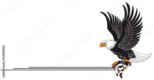 silhouette of eagle carrying sea fish,vector image for logo and others