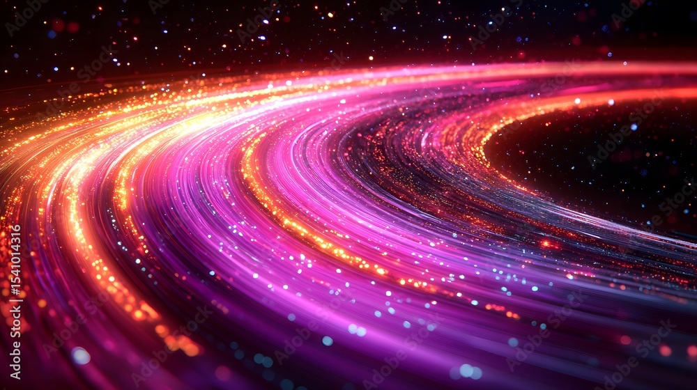 Obraz premium Abstract swirling lines of vibrant light against a dark background.