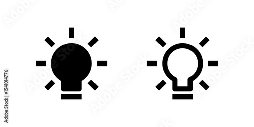 Light bulb and power icon set for energy, innovation, and utility topics