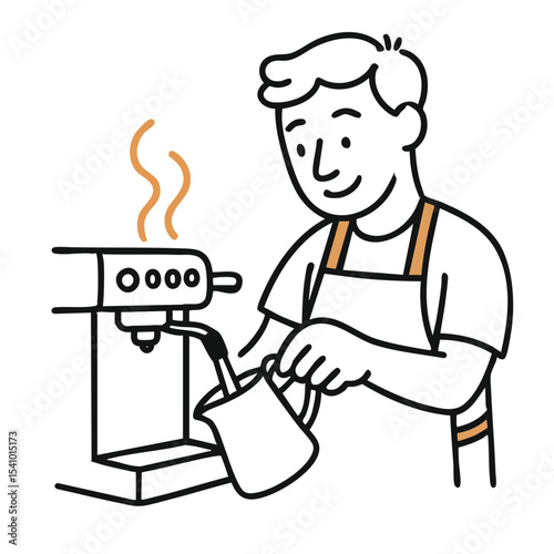 a barista steaming and frothing milk using a steam wand on an espresso machine
