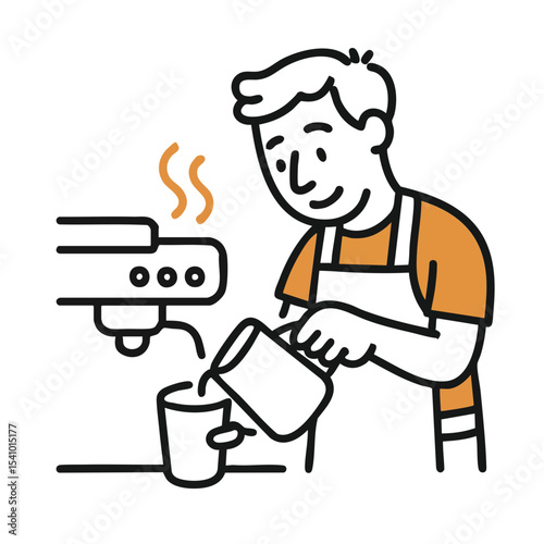 a barista steaming and frothing milk using a steam wand on an espresso machine