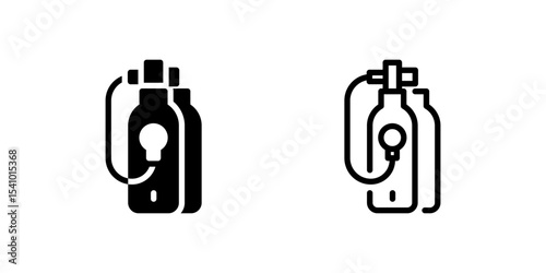 Scuba Tank Icon Set. A black icon of a scuba tank, representing diving equipment.