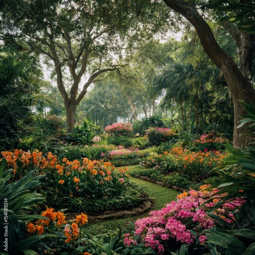 Wallpaper Mural a serene botanical garden with flowers blooming in vibrant colors surrounded by lush green foliage Torontodigital.ca
