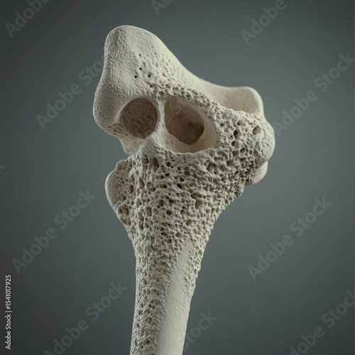 A realistic human ulna bone with defined structure and soft shadows