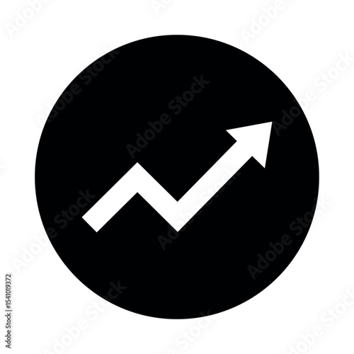 upward trend arrow. black up arrow graph showing rising trend, boosting of business result, investment profit symbol. trending upwards financial board rises. vector illustration and transparent png