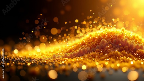 Glittering gold dust extravagance on dark backdrop