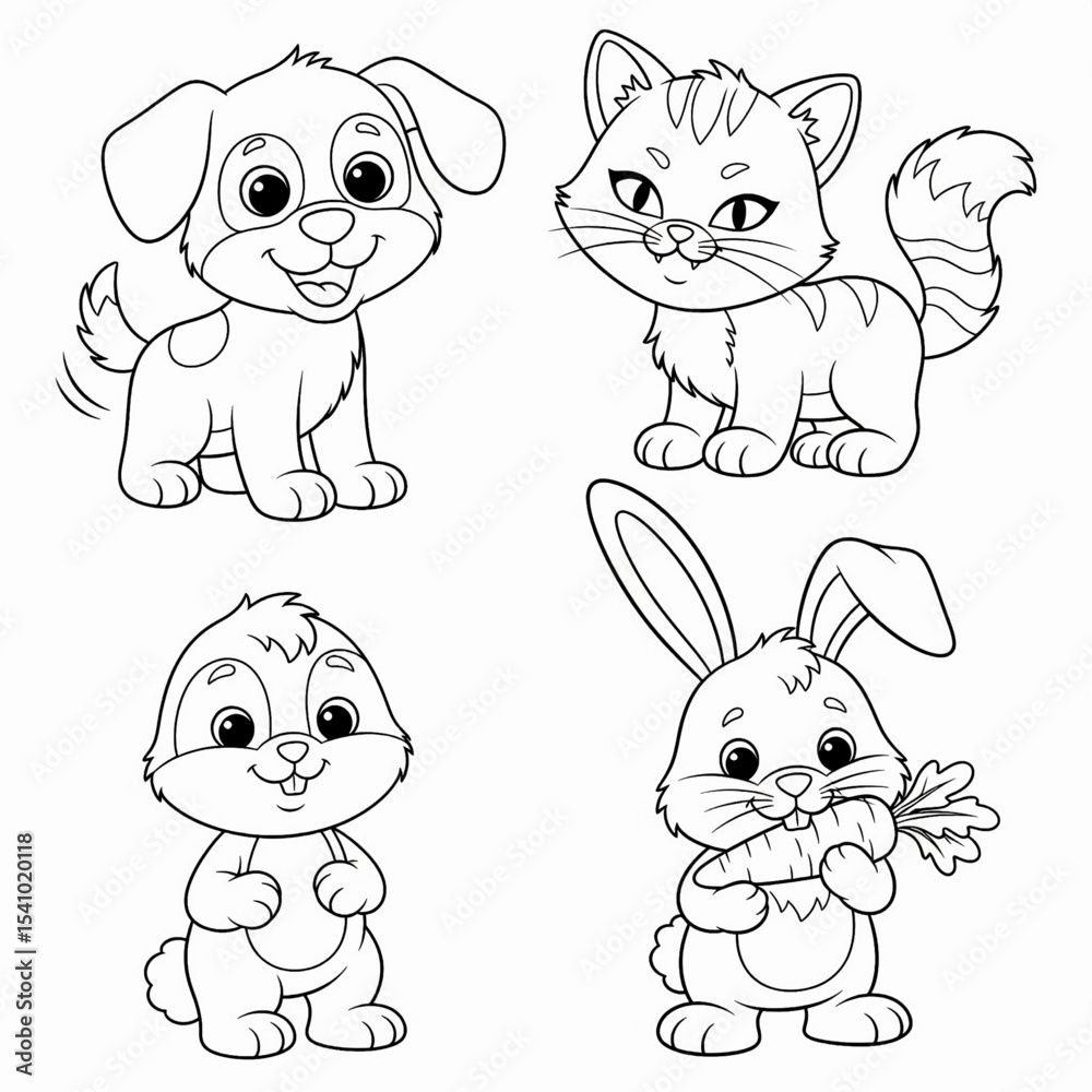 Obraz premium Cute Animal Outlines Set