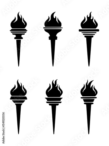 torch silhouette set, isolated background