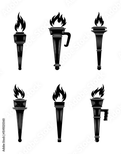 torch silhouette set, isolated background