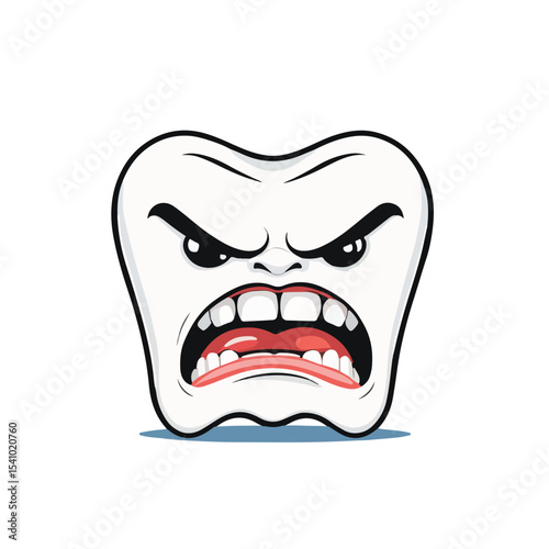 Yelling Cartoon Tooth Vector