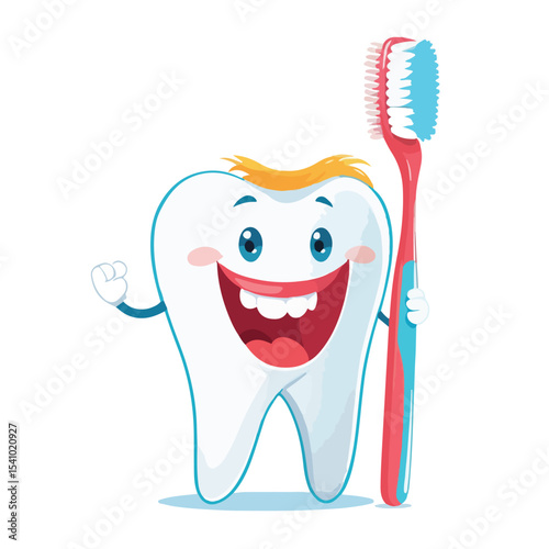Tooth with Toothbrush