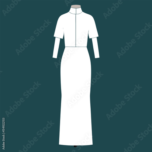 Dresses casual technical fashion illustration with long short elbow sleeves, knee mini midi maxi length skirt