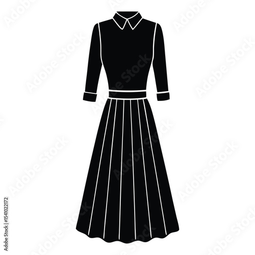 Dresses casual technical fashion illustration with long short elbow sleeves, knee mini midi maxi length skirt